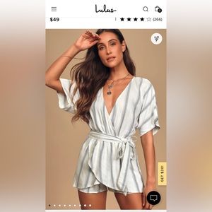 Climb Aboard Grey & White Striped Romper